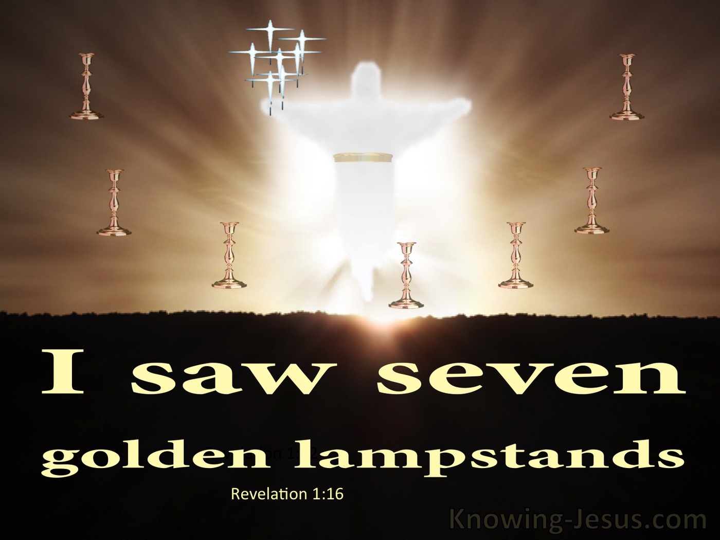 Revelation 1:12 Seven Golden Lampstands (beige)